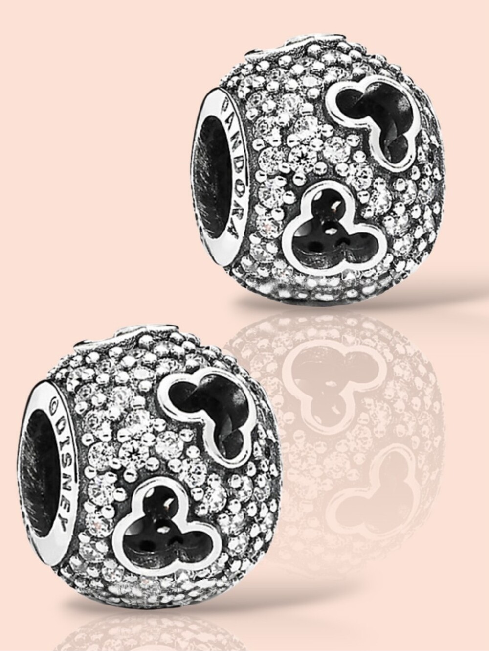 Pandora Sterling Silver Disney Mickey Mouse Silhouettes Charm With CZ Retired